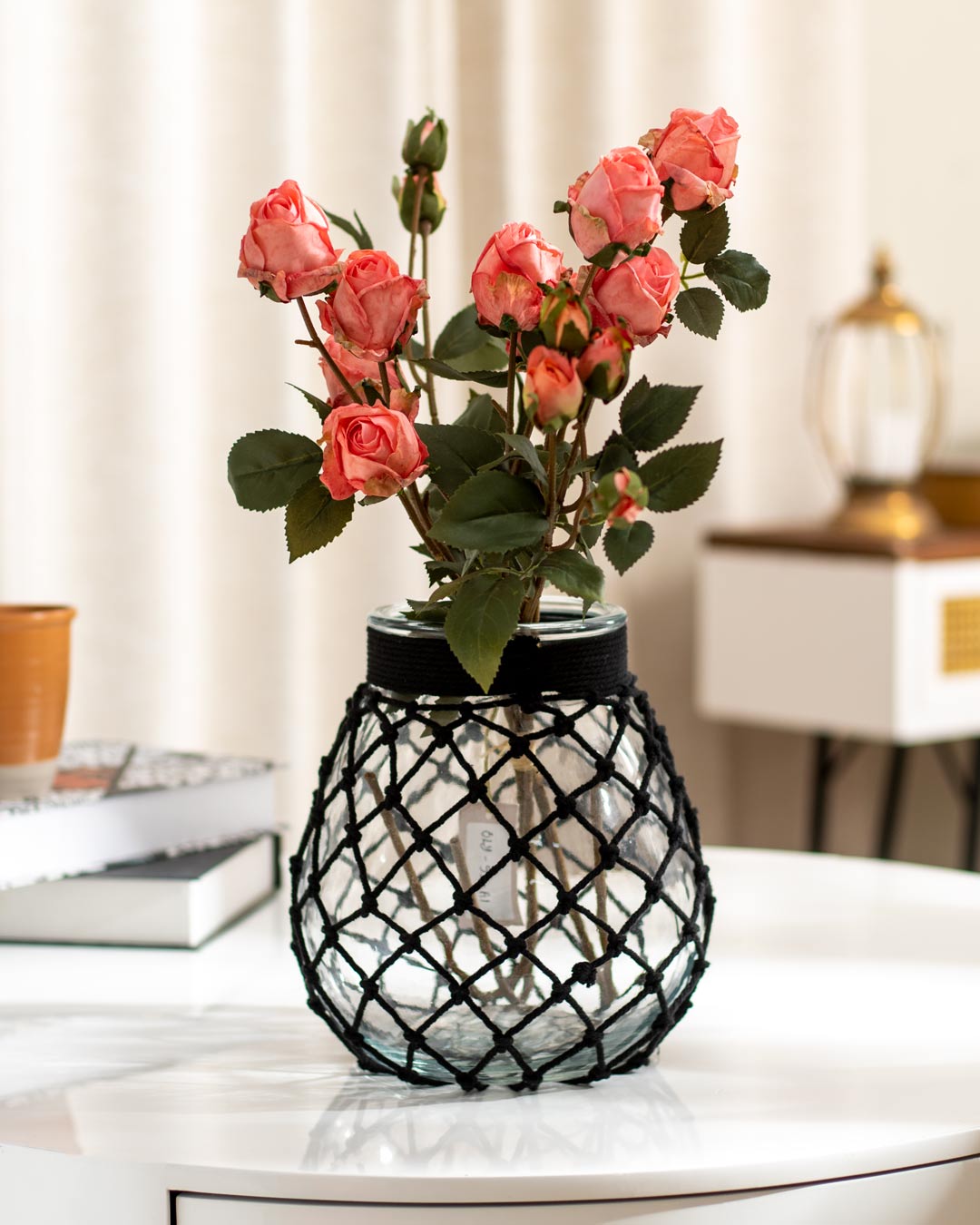 'Knotting Nirvana' Macrame Glass Vase - Small - The Decor Kart 