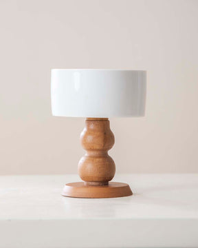 All White Ice Cream Bowl with Wooden Base - Small - The Decor Kart 