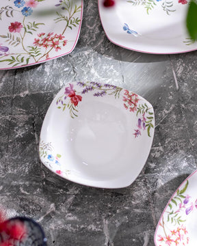 Floral Harmony - Square-Shaped 24-Piece Dinner Set