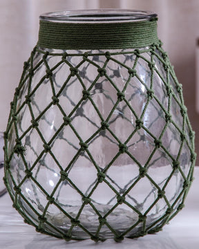 'Strings of Beauty' Macrame Glass Vase - Large