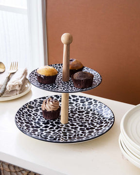 Wavy Leopard 2-Tier Cake Stand - The Decor Kart 