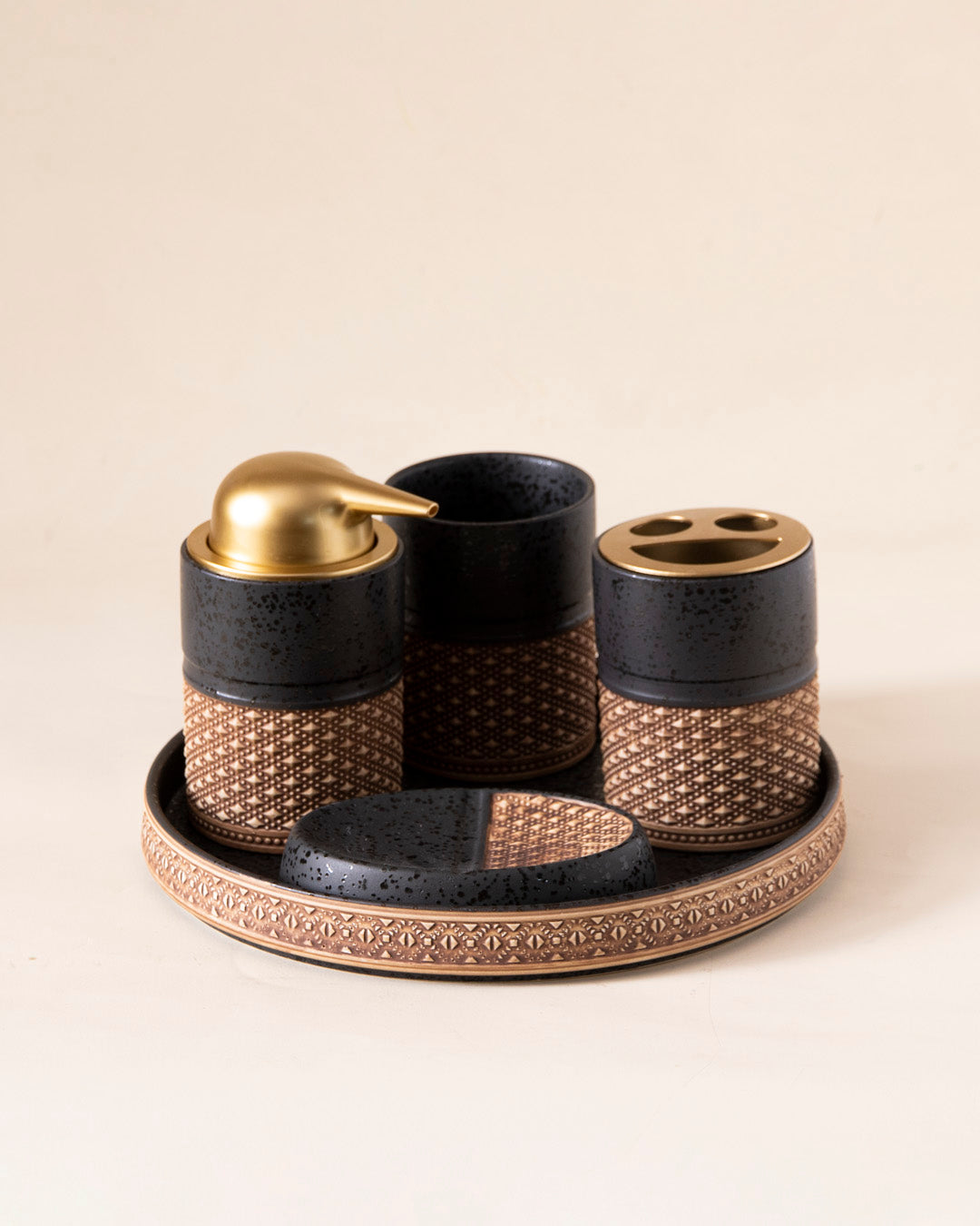 Artisan Textured 5-Piece Bath Set - Black 