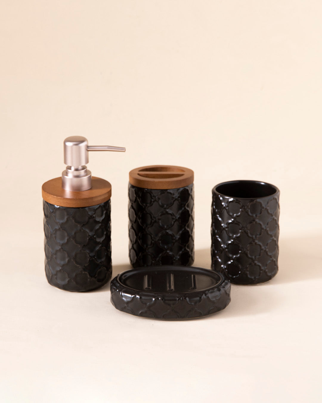 Moroccan 4-Piece Bath Set - Black 