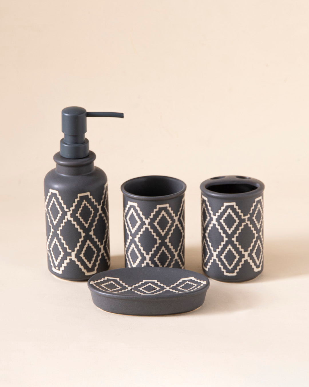 Bohemian 4-Piece Bath Set - Grey 