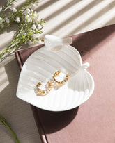 Bird on Leaf Ring Dish - White - The Decor Kart 