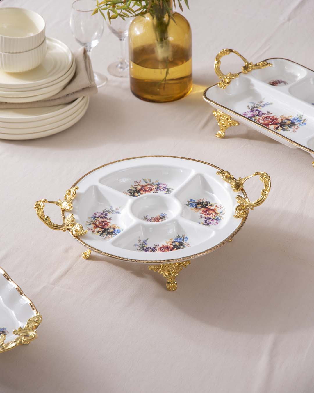 Country Roses Condiment Server Set 