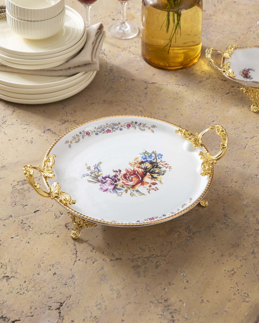 Country Roses Round Serving Platter 