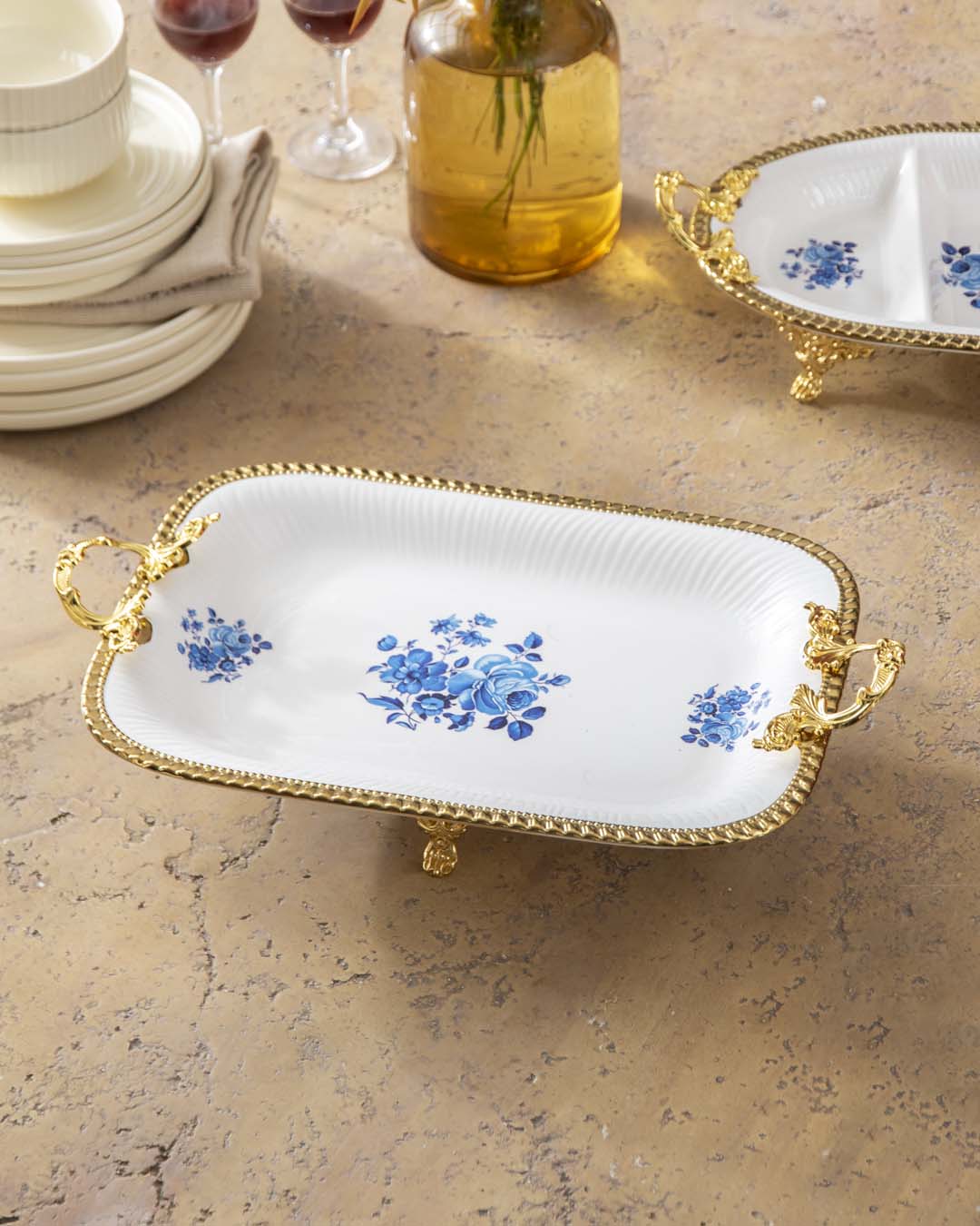 Country Blue Roses Serving Platter 