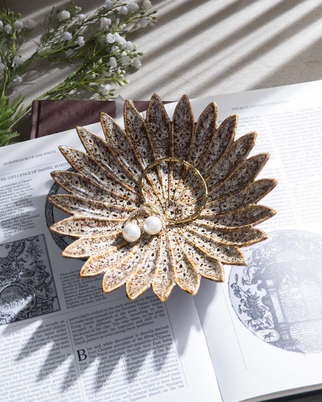 Flower Reactive Glaze Ring Dish - The Decor Kart 