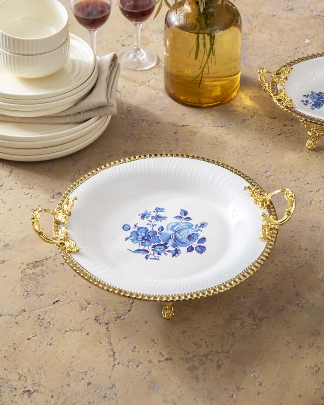 Country Blue Roses Serving Platter 
