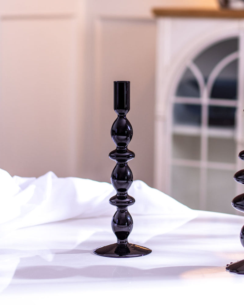 Magnificent Glass Candlestick holder - Black