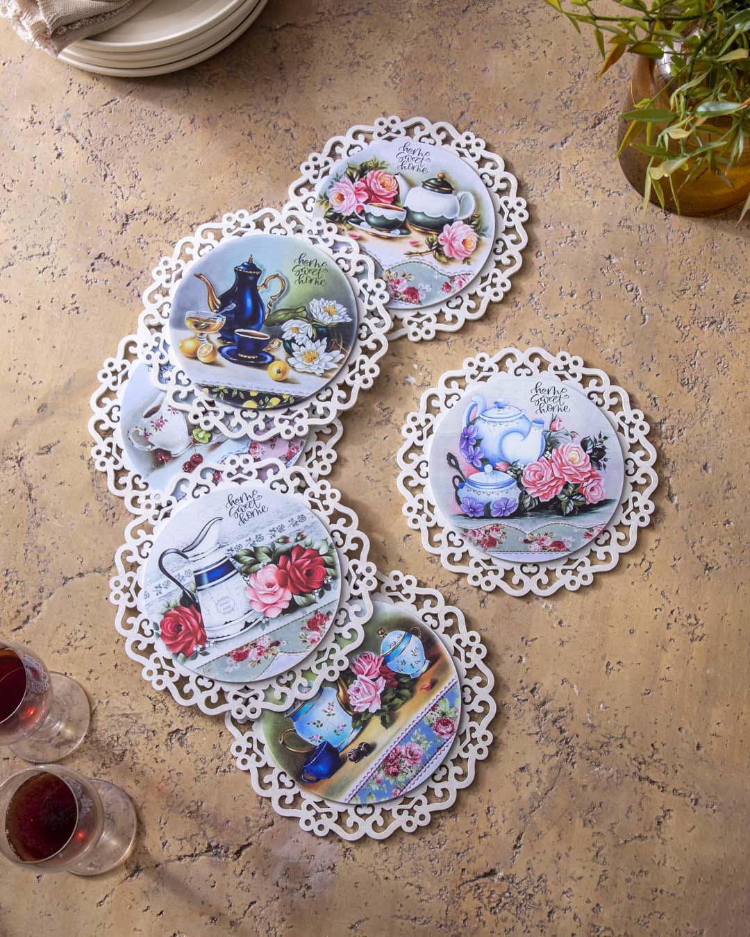 Sweet Garden Tea-Decorative Trivets - Set Of 6 