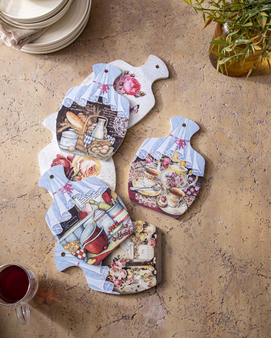 Vintage Kitchen Charm Trivets - Set Of 6 