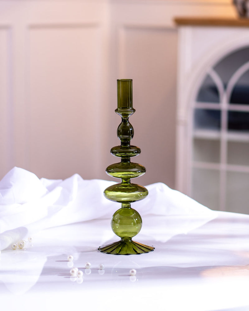 Nordic Glass Candle Holder - Green