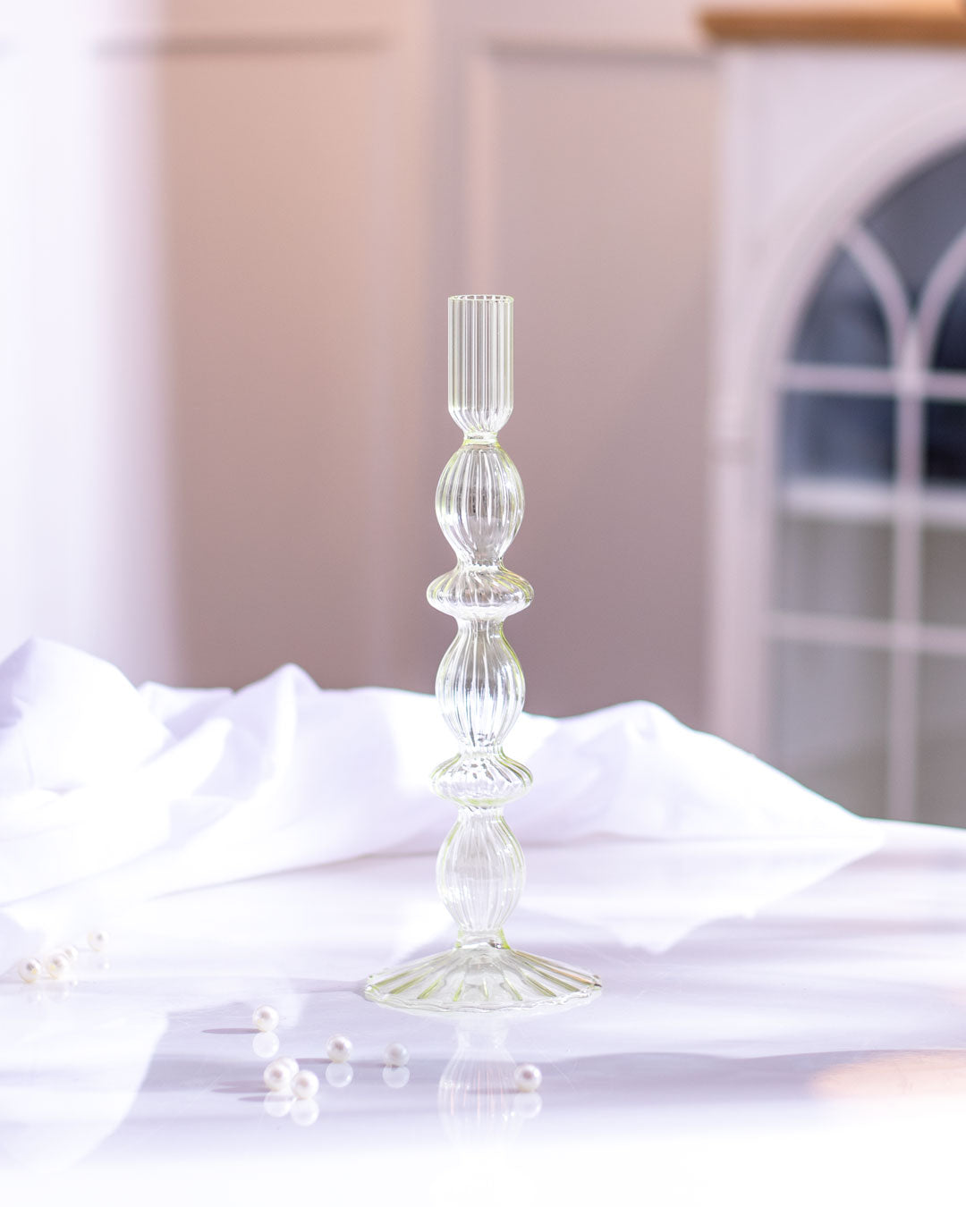 "Shimmering Elegance" Glass Candle Stand