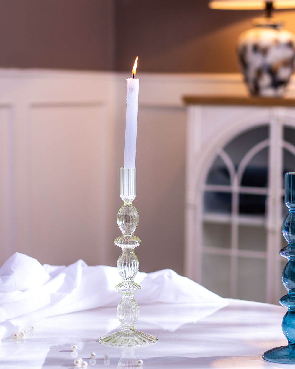 "Shimmering Elegance" Glass Candle Stand