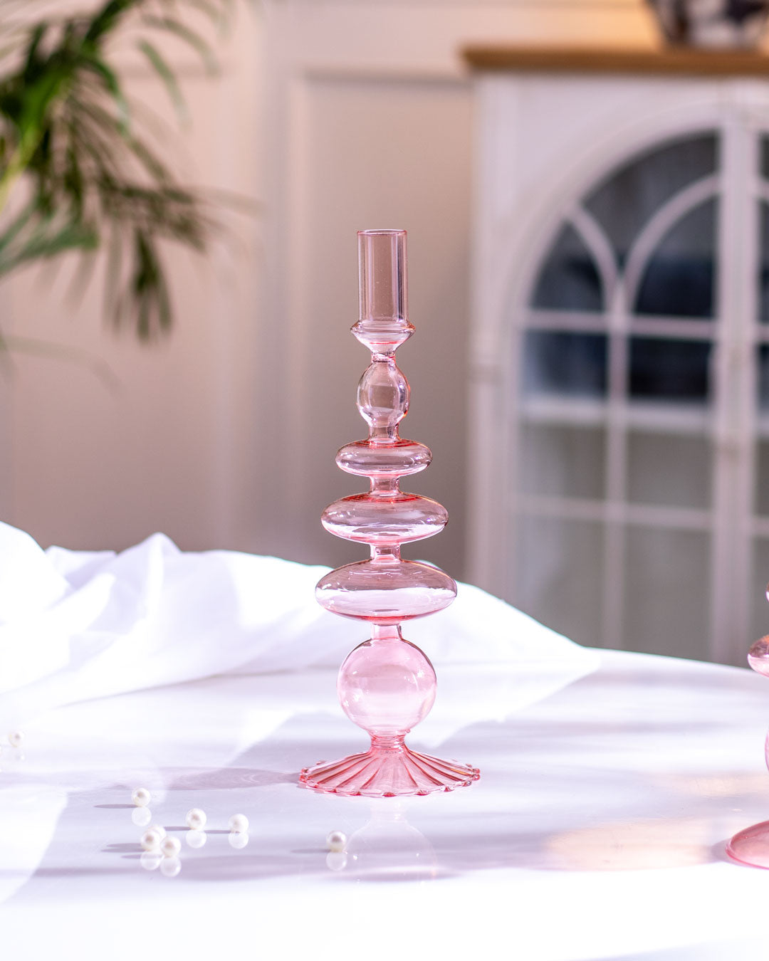 Nordic Glass Candle Holder - Pink