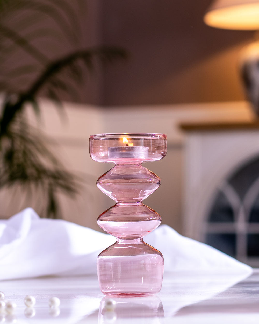 Stem Glass Candle Holder - Pink