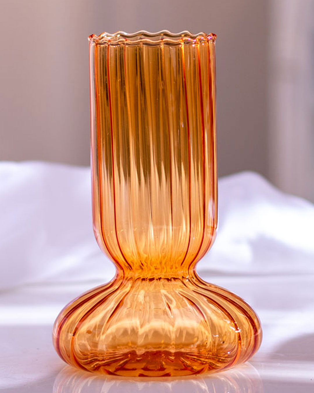 Colourblock Glass Vase - Amber