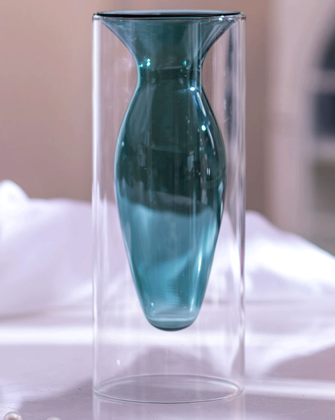 Verde Double Wall Glass Vase