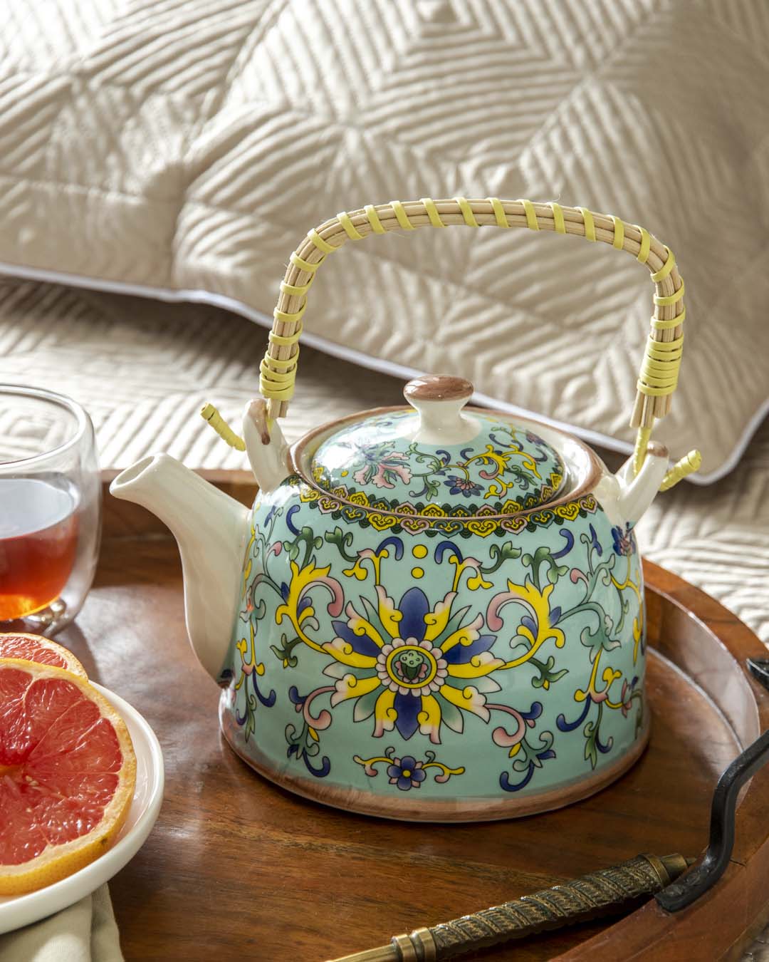 Canton Ceramic Tea Kettle - Blue - The Decor Kart