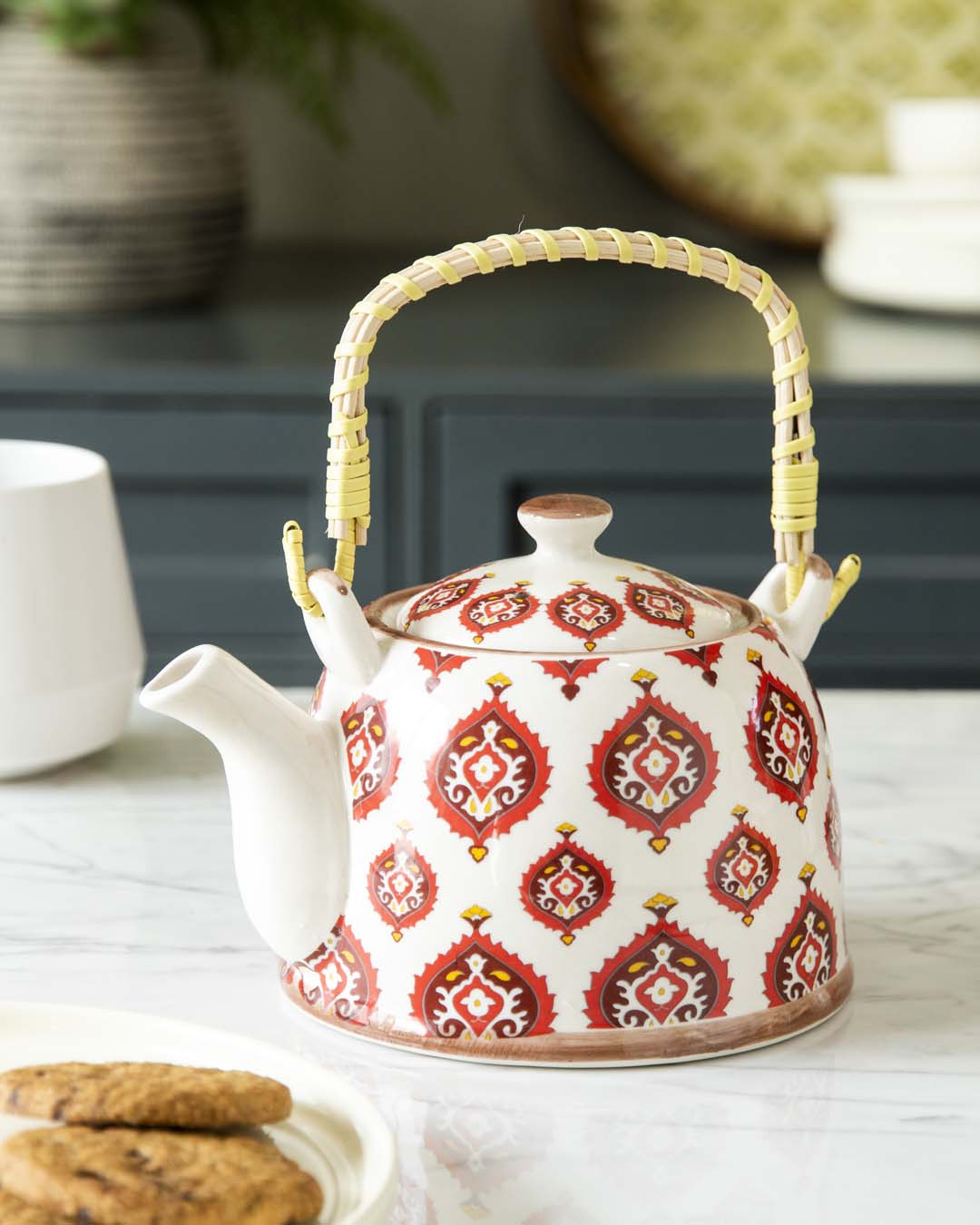 Seamless Ceramic Tea Kettle - Red - The Decor Kart 
