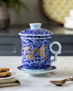 Dragon Infuser Tea Mug - Blue - The Decor Kart 