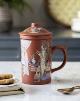 'The Courtyard' Stoneware Lidded Mug - Brown - The Decor Kart 
