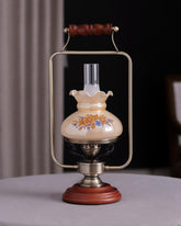 'Floral Fantasia' Fenton Lamp w/ Scalloped Glass Shade