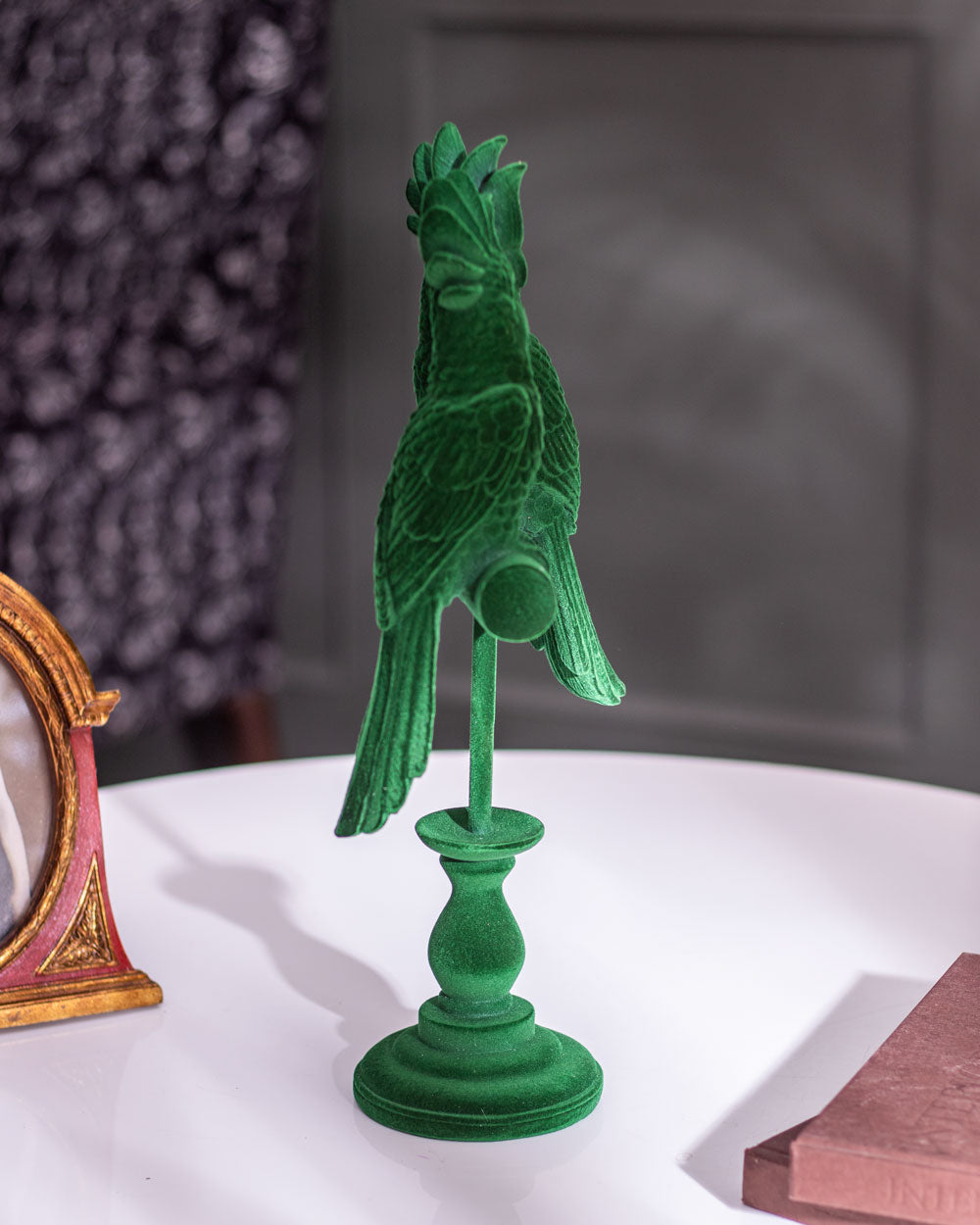 Royal Cockatoo Velvet Figurine - Green