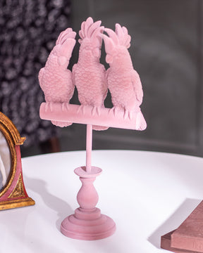 Royal Cockatoo Velvet Figurine - Pink