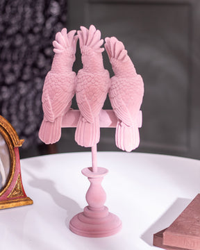 Royal Cockatoo Velvet Figurine - Pink