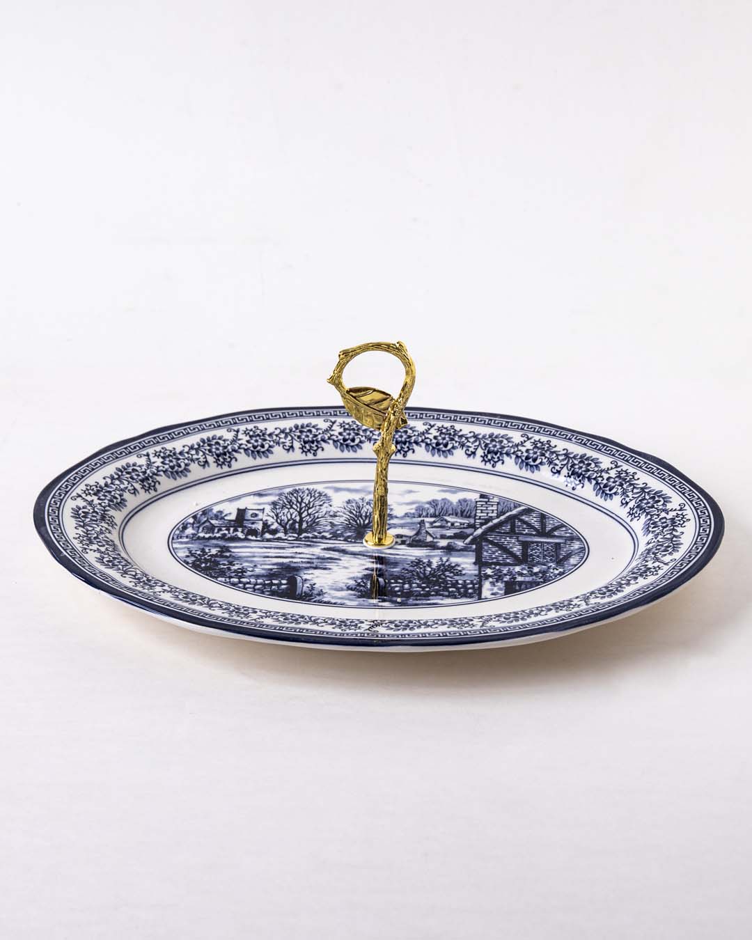 Halcyon Blue Oval Cake Stand 