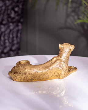 Flocking Leopard Statue - Gold