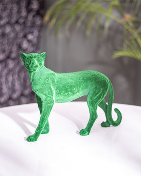 Velvet Emerald Green Panther Statue