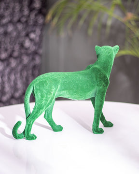 Velvet Emerald Green Panther Statue