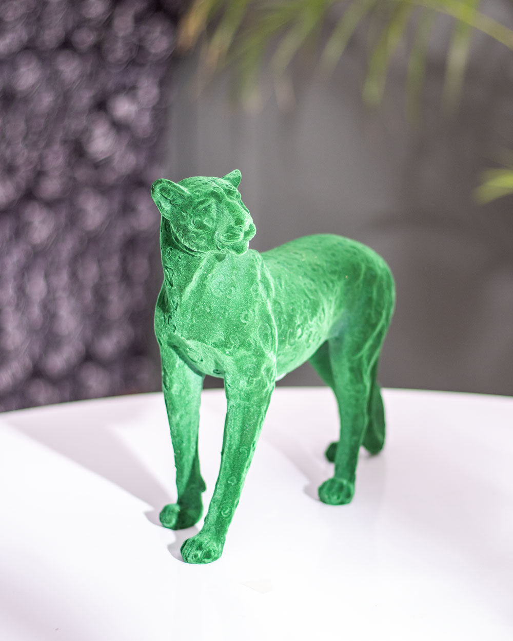 Velvet Emerald Green Panther Statue