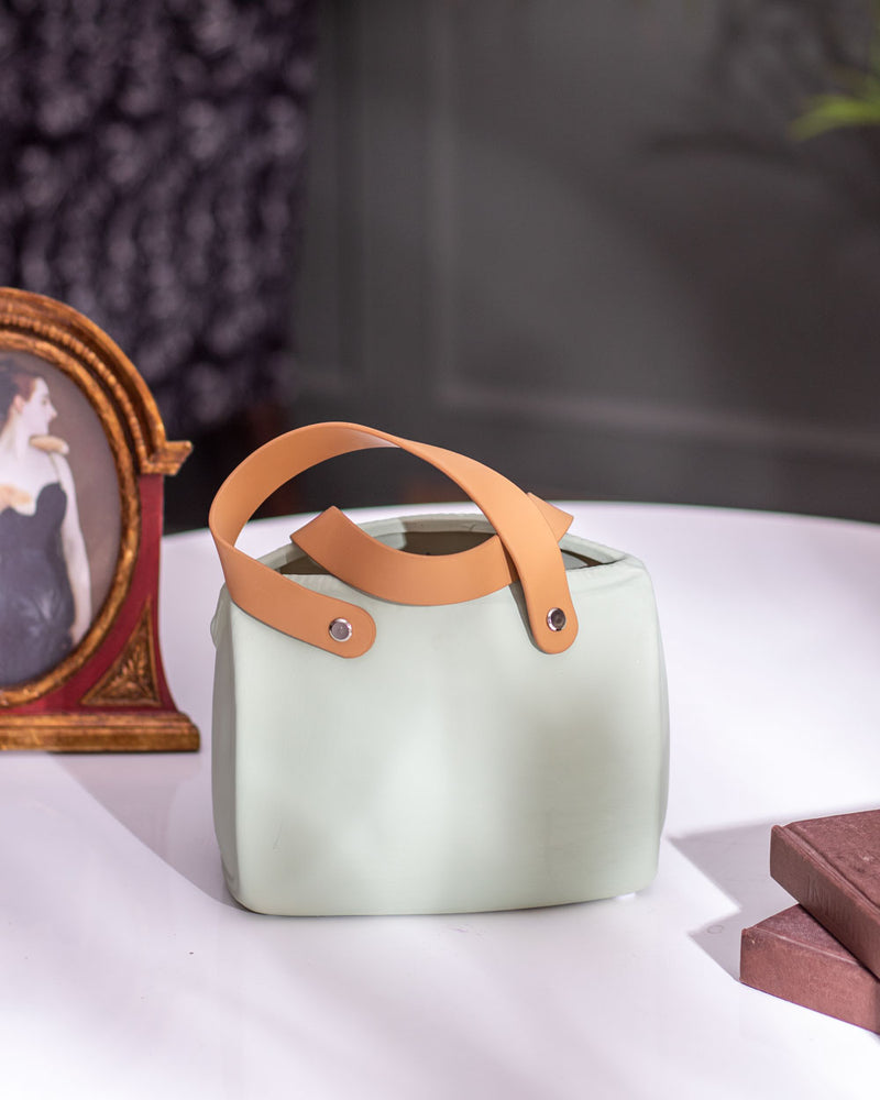 Spring Ceramic Handbag Vase - Green