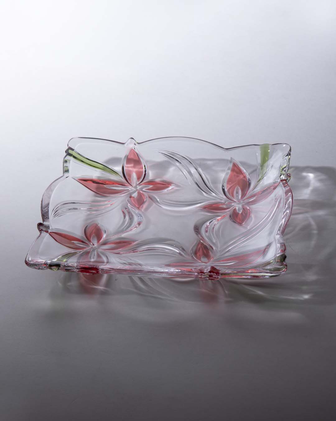 Frosted Red Flower Candy Bowl - The Decor Kart 