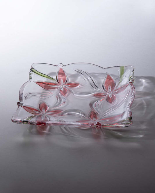 Frosted Red Flower Candy Bowl - The Decor Kart
