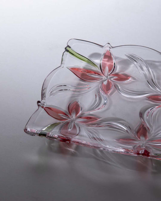 Frosted Red Flower Candy Bowl - The Decor Kart