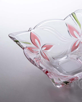 Frosted Red Flower glass Bowl - The Decor Kart 