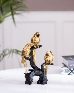 Black + Gold Parrot Figurine on a Branch