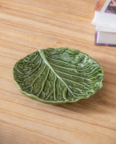Green Cabbage Leaf Ceramic Platter 