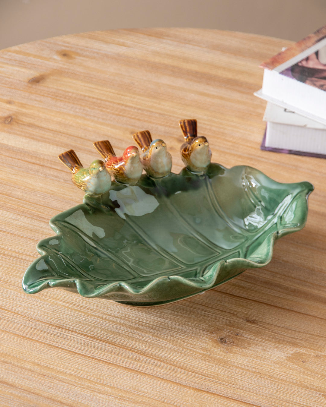 Four Little Birds Leaf Mini Platter 
