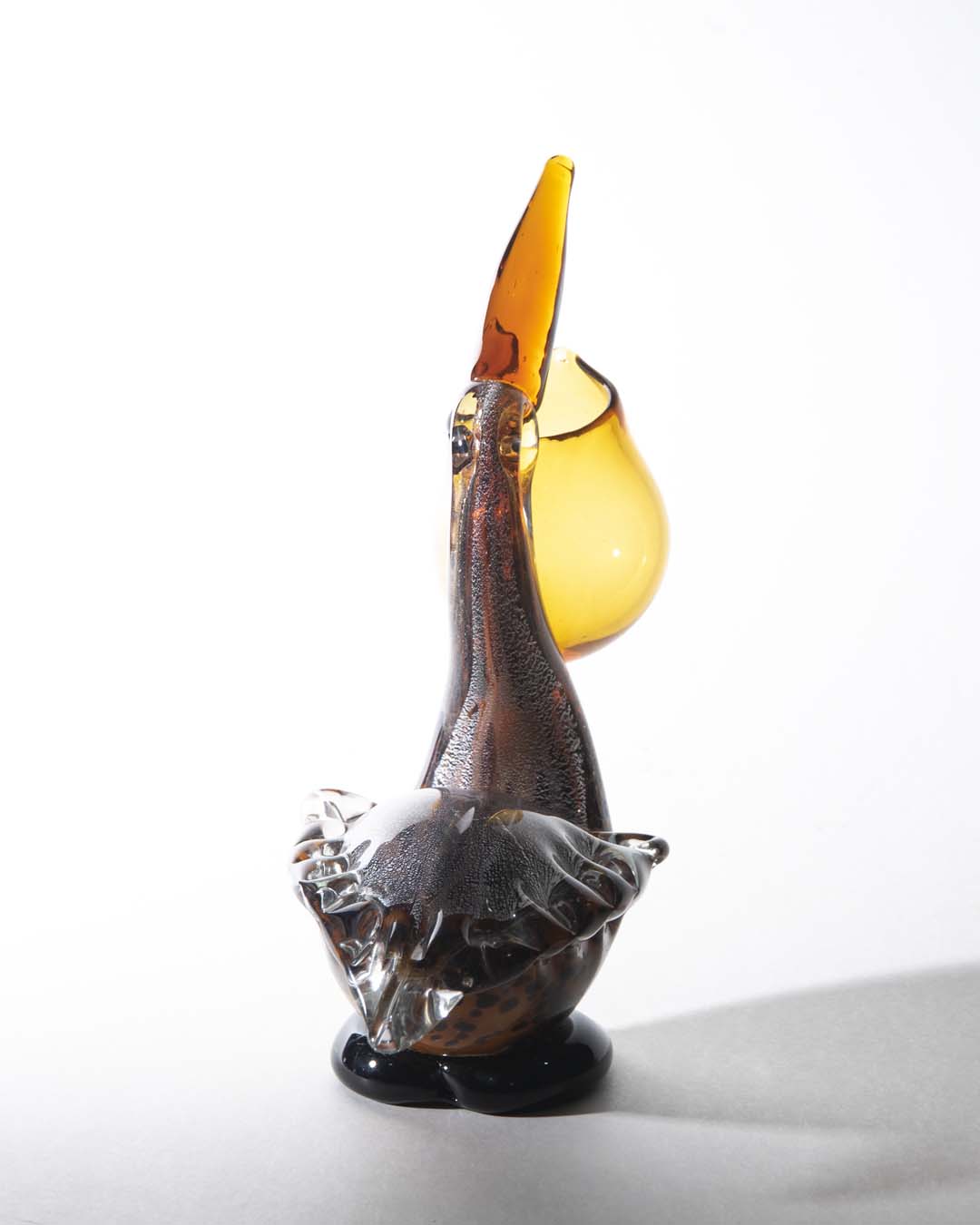 Pelican with an Open Beak Glass Figurine