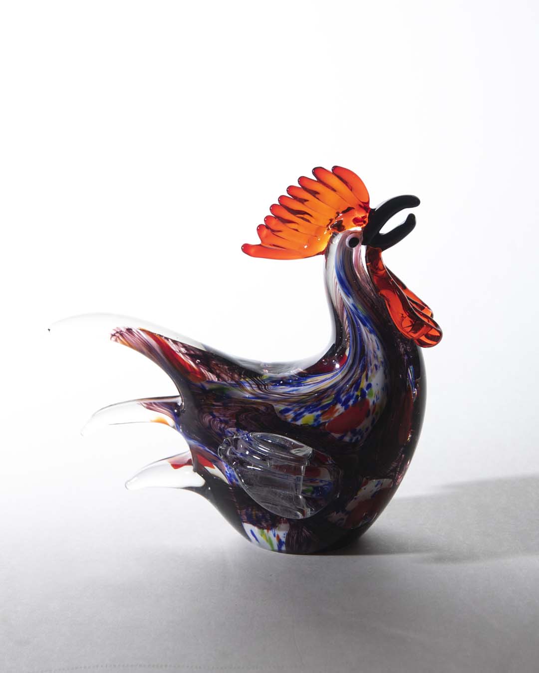 Purple Rooster Glass Figurine