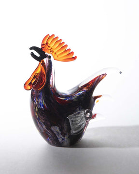 Purple Rooster Glass Figurine