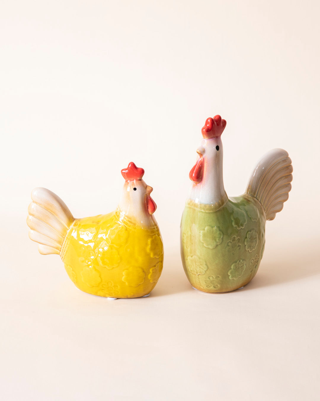 Charming Country Rooster Pair Figurine 