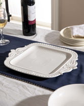All White Embossed Serving Platter - Large